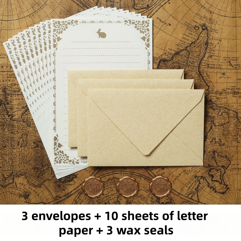Wax Seal Stamp Set - 16 adet Vintage keten zarflar lüks