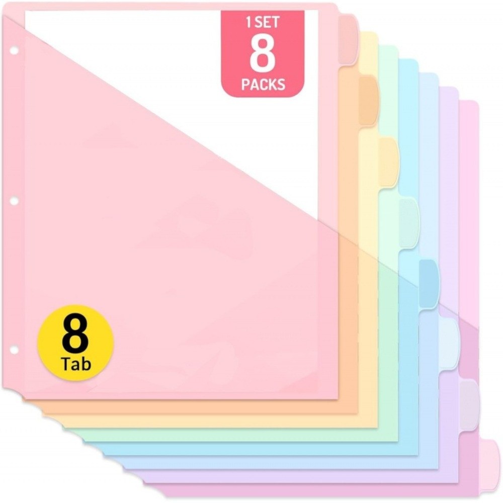 Tab Divider A4 - 8 adet A4 Pastel Klasör Bölücü